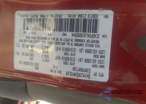 2001 Chrysler Town & Country Lxi from USA, damaged, VIN 2C4GP54L01R285544